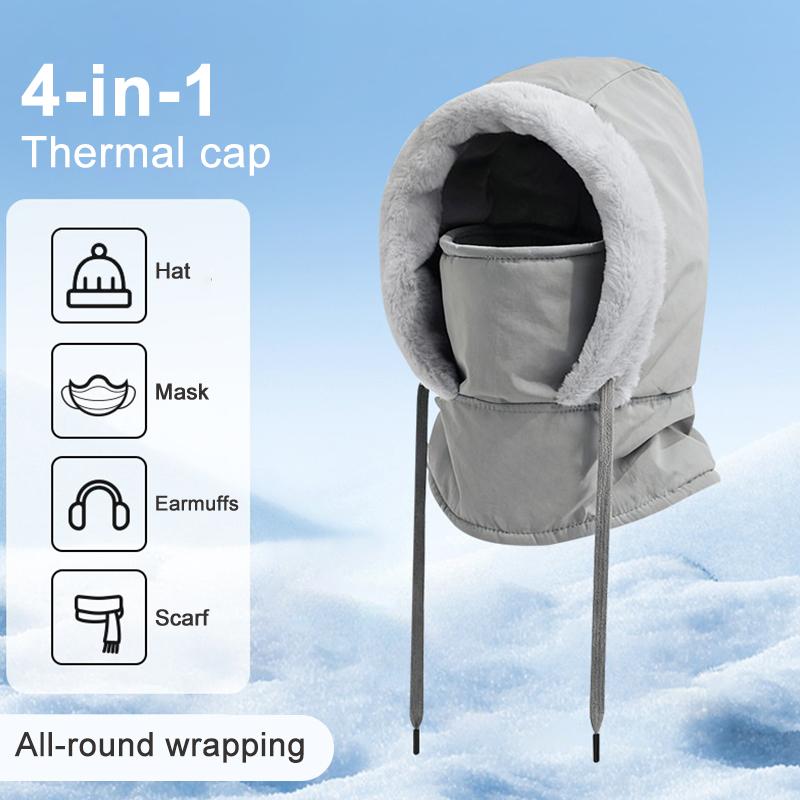 Unisex Cold Weather Thermal Balaclava Scarf Winter Windproof Hood Hat Plush Neck Warmer Ski Face Mask For Outdoor Cycling Neck