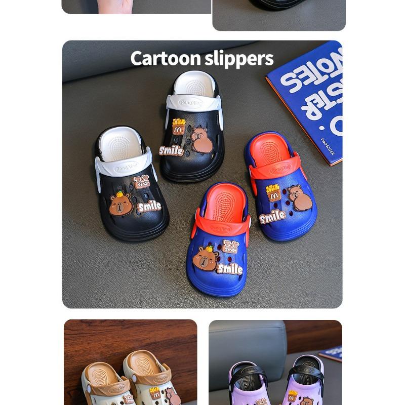 Capybara-Themed Kids' Clogs (Hole-Punch Sandals) - New Unisex Children's Slippers with Ultra-Soft "Step-In-Feel" for Indoor Anti-Slip Home Wear