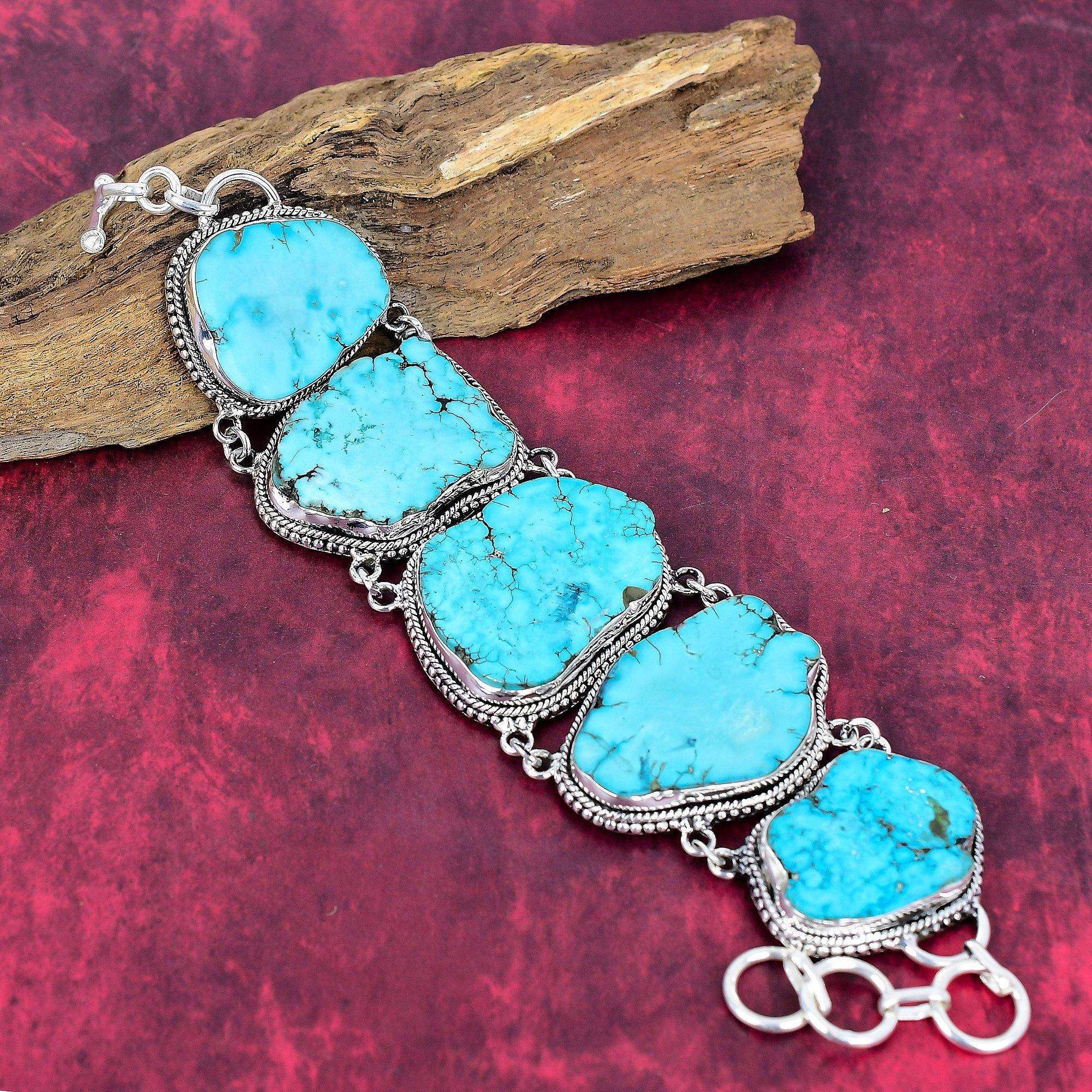 

Бирюзовый браслет-слайс, ювелирные изделия из драгоценных камней, браслет из стерлингового серебра 925 пробы, регулируемый браслет-цепочка ручной работы, подарок на день рождения, ювелирные изделия Adjustable With 8 Inches синий