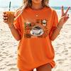 2026 New Trendy 3D Women's Coffee Pattern Printed T-Shirt, Street Casual Short Sleeve Top, Fashionable