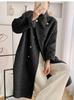 Korean Style Double-Breasted Wool Cashmere Coat for Women - Autumn/Winter, High-End Feel, Stand Collar, Light Luxury.
