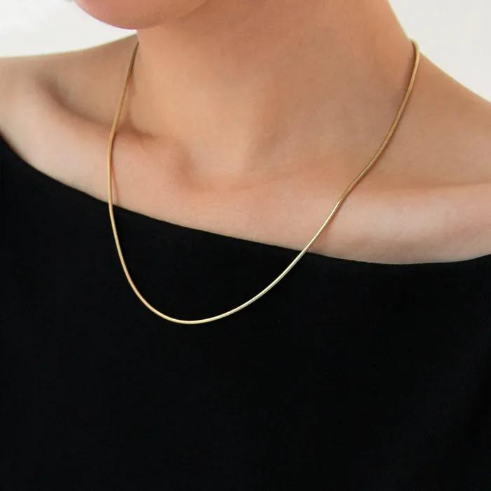 Round snake chain necklace gold (+20