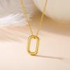 Teamer Minimalist Round Rectangle Pendant Necklace for Women Girls Stainless Steel Trendy Geometric Choker Daily Office Jewelry
