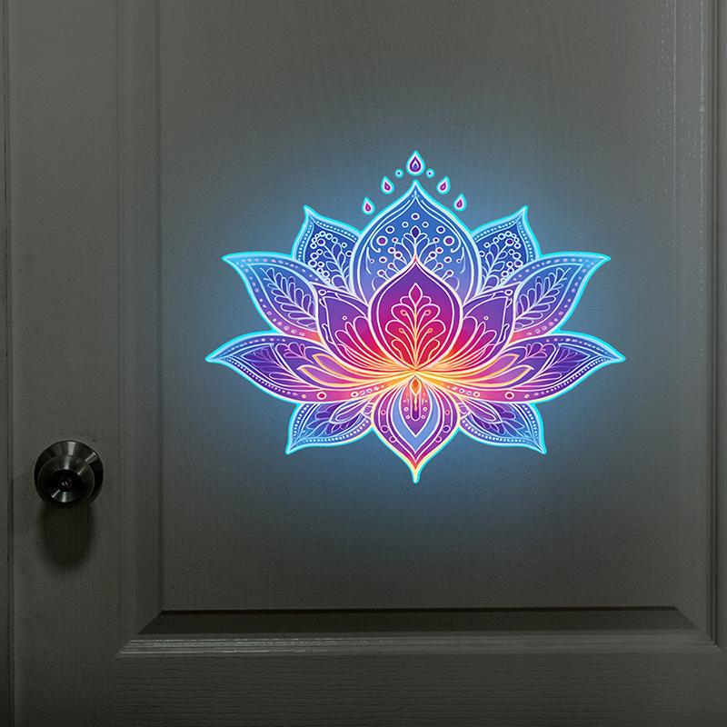 Glow-In-The-Dark Lotus Toilet Sticker Pvc Self-Adhesive Removable Wall Decal Luminous Car, Bedroom, Living Room Sticker