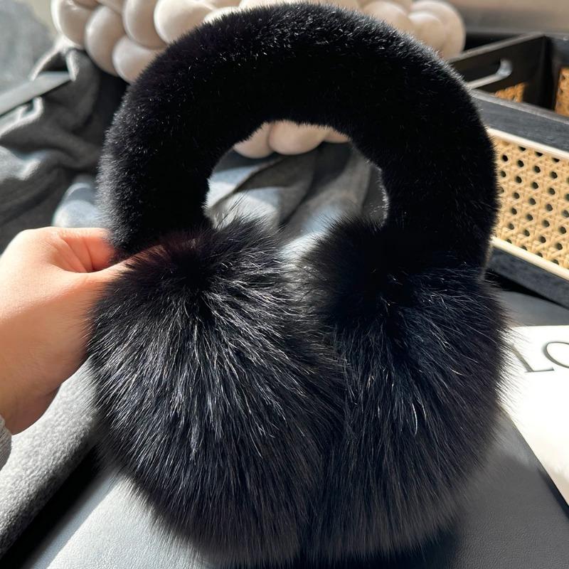 Girls fox fur ear coverings scarf For women, winter warmth, fur ear protectors, cute fur ear bags, Windproof, cycling earmuffs