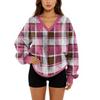 Women's V-Neck Sweatshirt Plush Solid Color Casual Fashion Long Sleeve With Pocketed Pullover Top