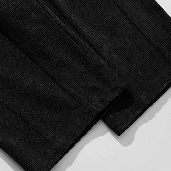 Men Pants Elastic Waist Adjustable Drawstring Long Pants with Flap Pockets Solid Color Loose