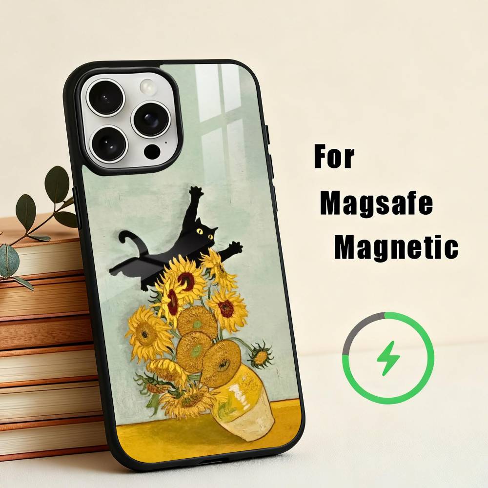 Matisse Monet Black Cat Funny Art  Phone Case For iPhone17,16,15,14,13,12,11 Plus,Pro Max Magnetic For Magsafe Wireless Charging