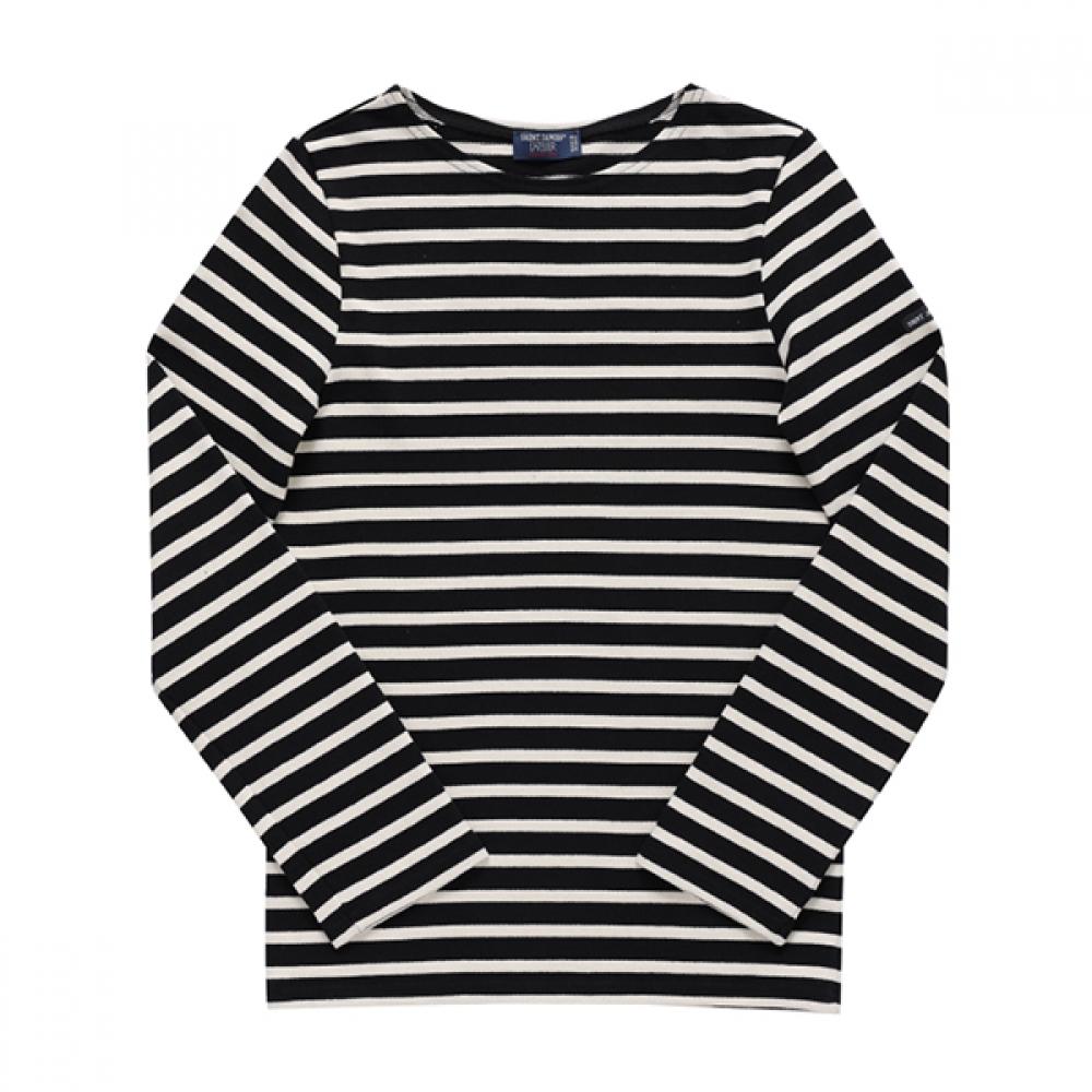 

улица. Джеймс 6870 Черный Экрю Меридиан Современная Полоска Обычная Футболка с Длинным Рукавом 6870 NOIR ECRU (S)