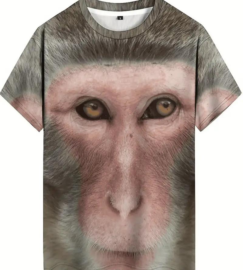 Camiseta Masculina Tamanho Plus XXS-6XL Camiseta Estampada com Gráfico de Macaco Engraçado 3D Para Mulheres Moda Tops de Manga Curta Camisetas Roupas Masculinas