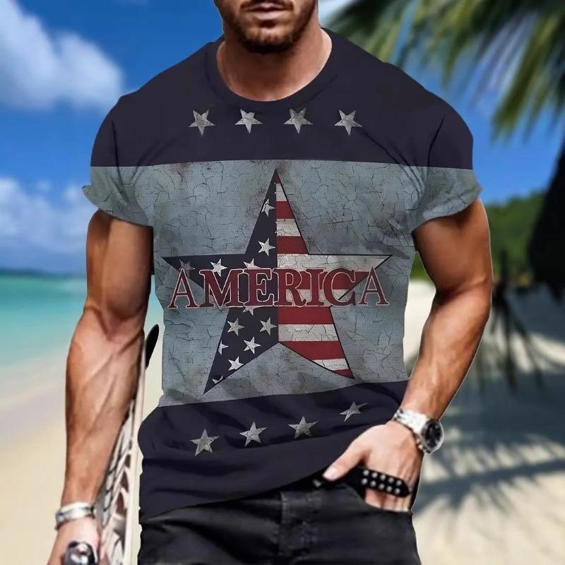 Sommerlicher Farbverlauf 3D-gedrucktes Slim-Fit T-Shirt mit Rundhalsausschnitt für trendbewusste Männer Shirt