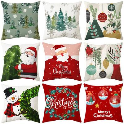 1pcs Classic Santa Claus Series Cushion Pillow Cover Fashion Christmas Theme Snowman Pattern Pillowcase For Home Sofa Decoration