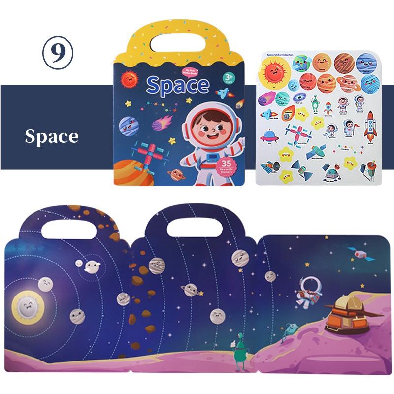 Early Education Sticker Book Develop Concentration With Reusable Stickers Of Animals Dinosaurs And Ocean Scenes