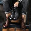 2025  New Vintage Work Boots for Men High Top British Style Men's Leather Boots Spring Autumn New Designer Platform Shoes