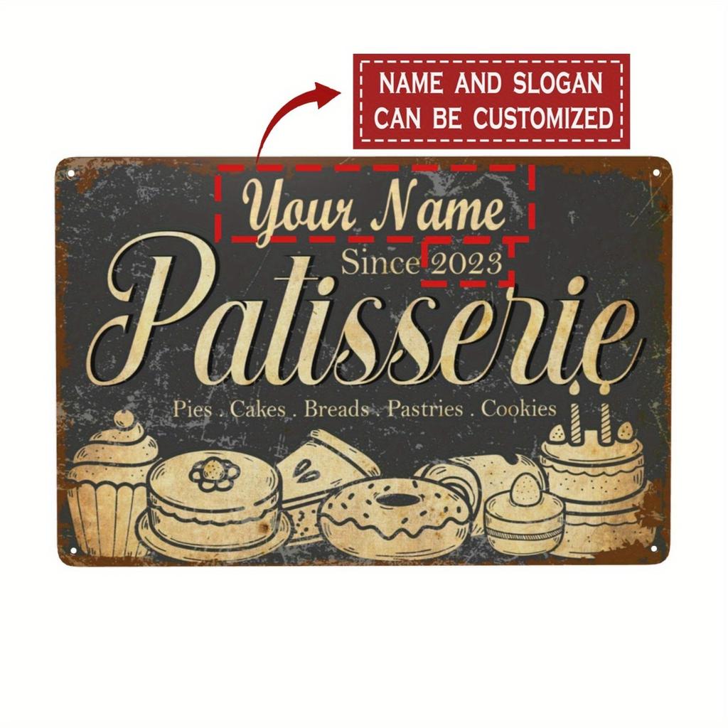 Personalized Vintage Patisserie Aluminum Metal Sign 30x20cm Home Wall Decor