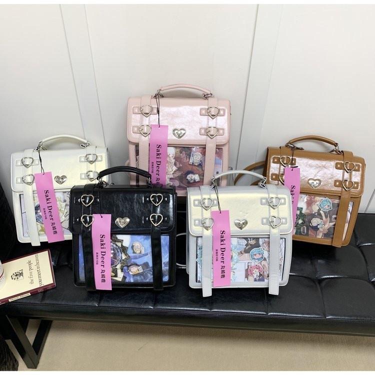 Style Japanese Solid Color Backpack Outdoor Large Capacity Transparent Itabag