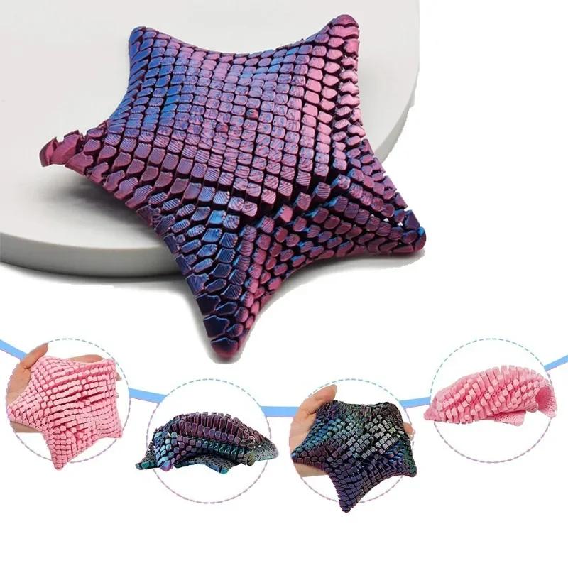 3D Printed Starfish 12cm Ornament Marine Animal Decor Ocean Themed Desk Toy Movable Joints Stress Relief Gift for Home Office