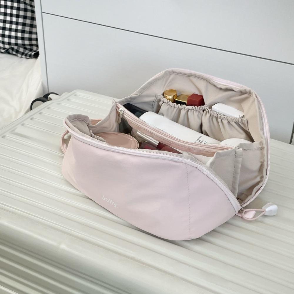 

Portable Large Capacity Cosmetic Case Multi-layers Simple Travel Suitcase Makeup Case Girl розовый