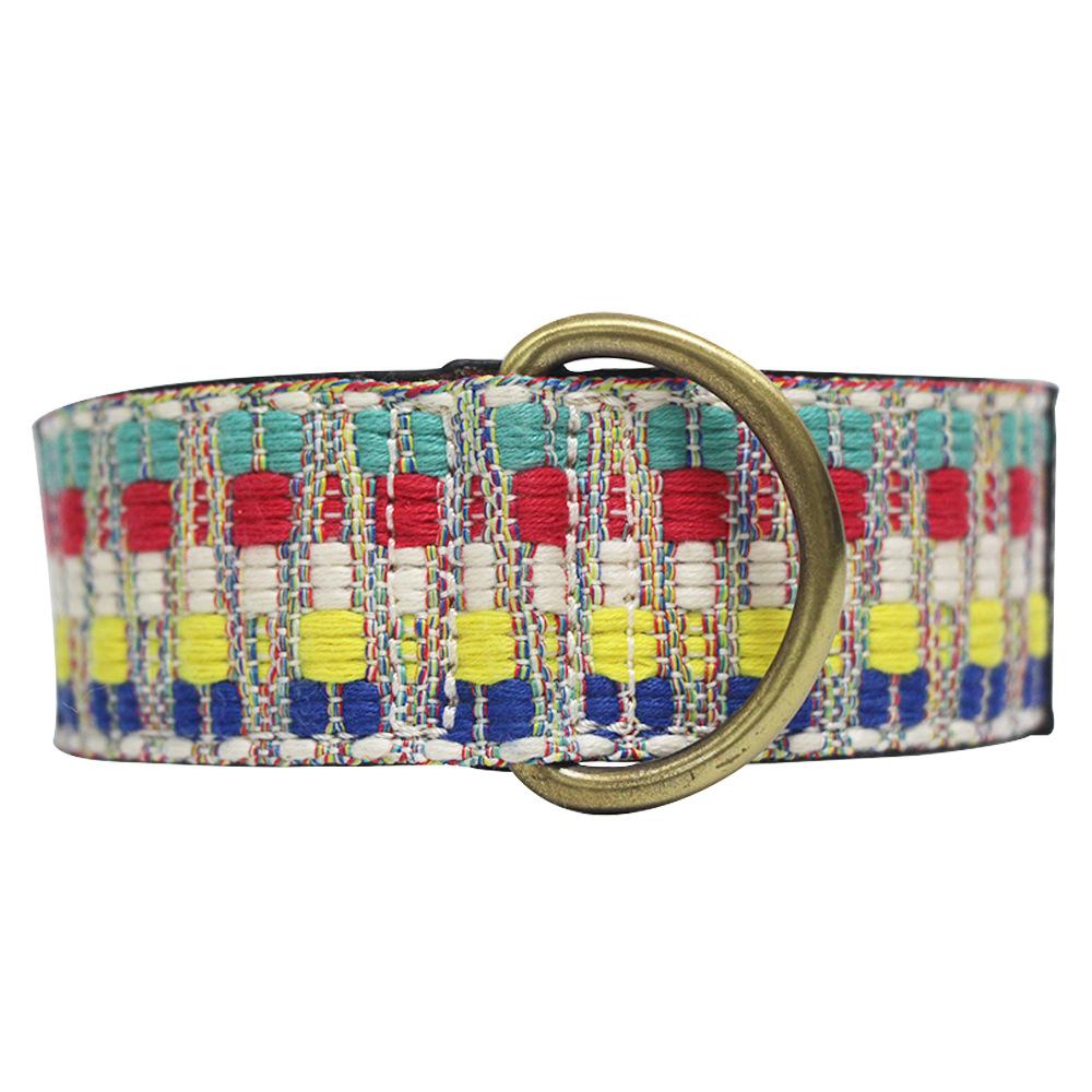 New Luxury Retro Knitted Embroidered Leather Dog Collar Soft and Adjustable Cowhide Dog Collar