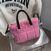 Furry Plaid Women's Handbags Winter Faux Fur Ladies Shoulder Crossbody Bags Fashion Soft Plush Tote Bag Purses for Female