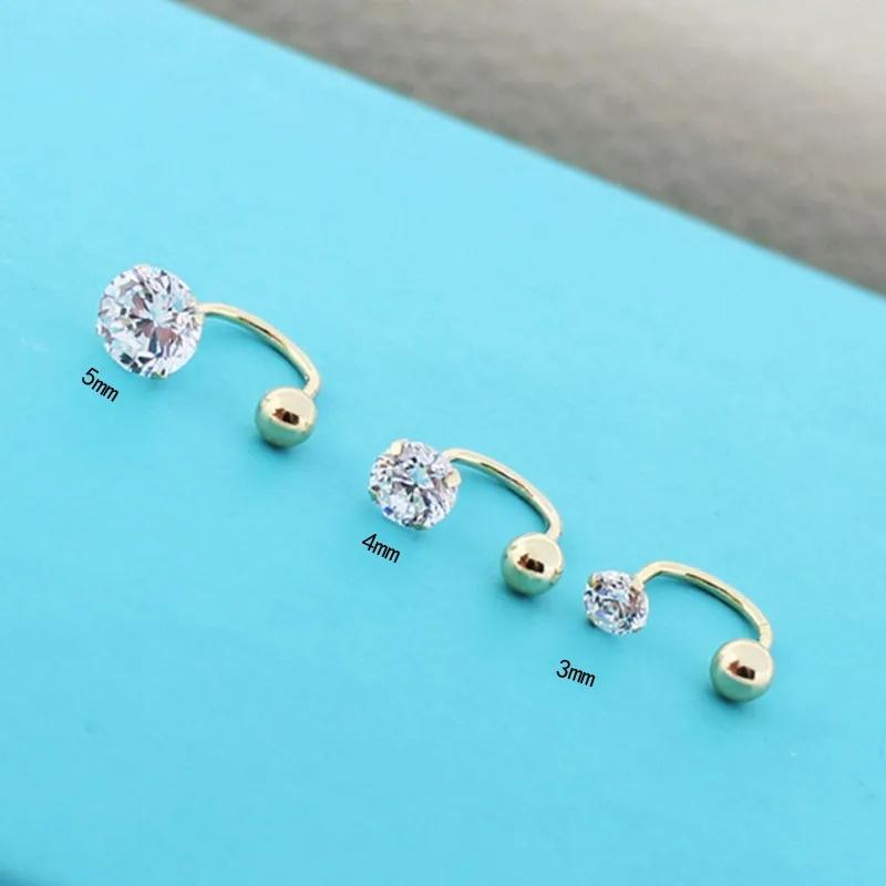 1Pair  Sterling  tragus Piercing Helix Studs Earrings for Women Girls Zircon Hoop Nose Ring Conch Body Piercing Jewelry
