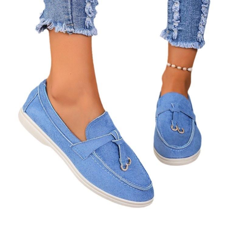 European and American foreign trade casual single shoes large size flat women's shoes British style Doudou shoes one foot lazy shoes
