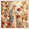 Pearl Painting 5D DIY Decorative Painting. Virgin Mary And Angels With Red Roses. Cute Birthday Gift. Handmade Art Painting