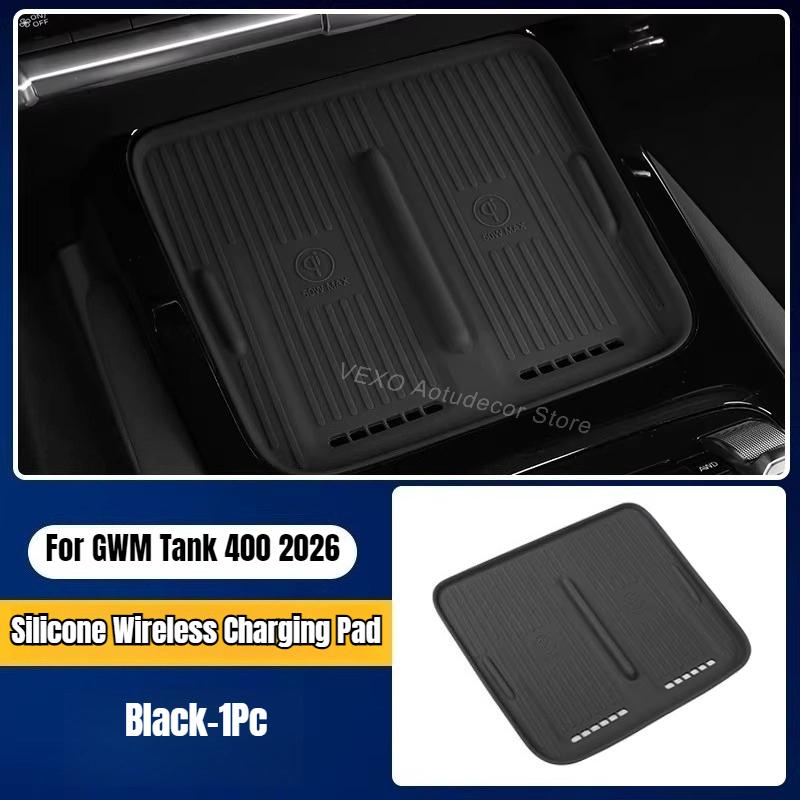 Car Central Control Wireless Charging Pad Silicone for GWM Tank 400 Hi4-Z Hi4-T 2026 Anti-Slip Mat Car Interior Accessories