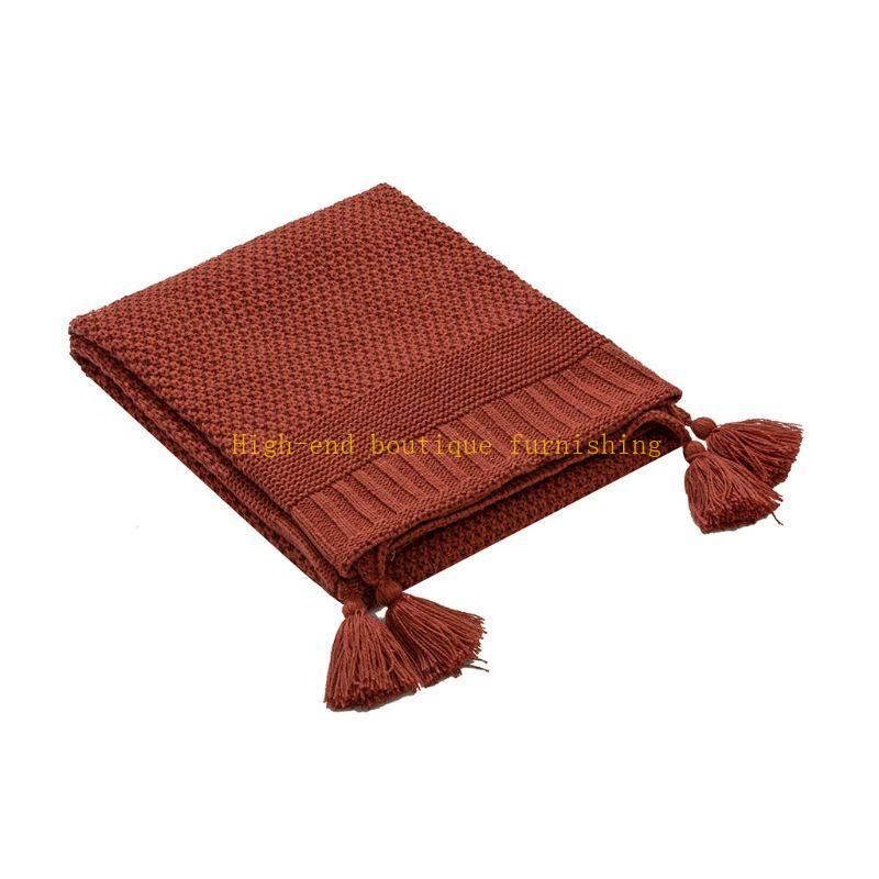  Nordic Chunky Sweater Knit Throw Blanket Solid Color Tassels Soft Warm Office Nap Air Conditioning Shawl Couch Sofa Chair