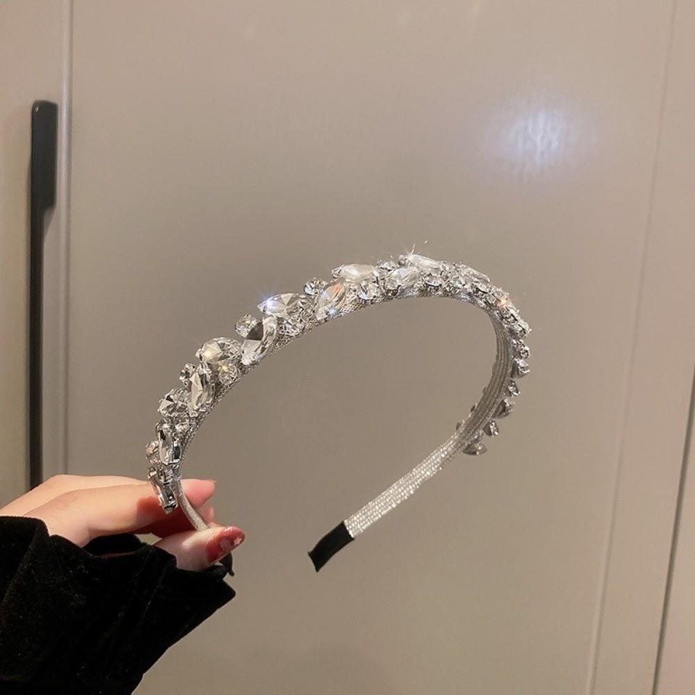 Leaf Bridal Wide Headband Geometric Women Hair Hoop Temperament Rhinestone Headband  Hair Ornaments