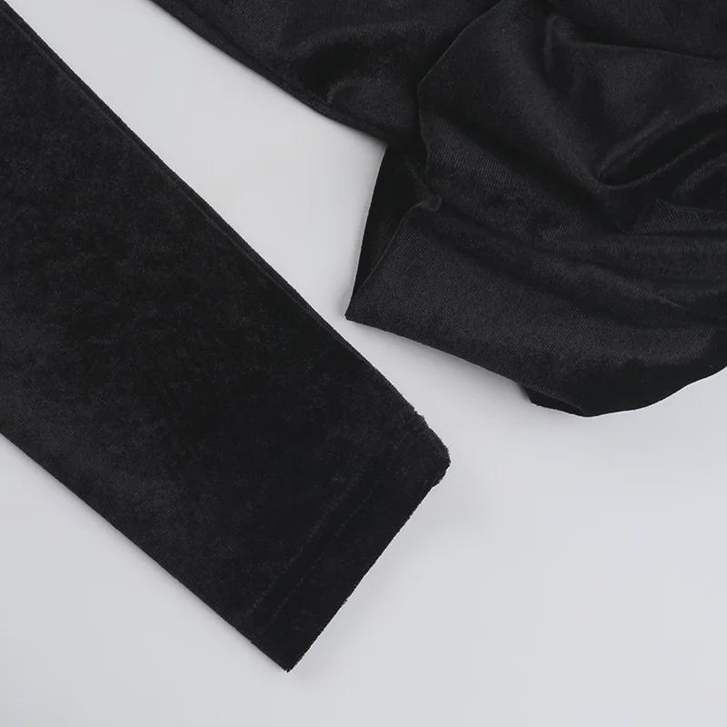 2024 Podzimní Evropské a Americké Dámské Sametové Šaty: Stylový dlouhý rukáv, kulatý výstřih s plisovaným lemem