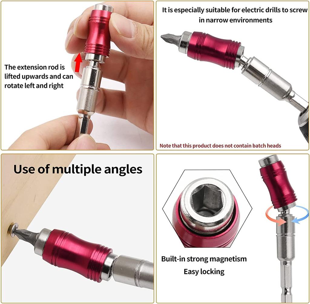360° Flexible Drill Bit Extension, Universal Swivel Screwdriver Bit Holder, Impact Resistant Angle Driver for Tight Spaces