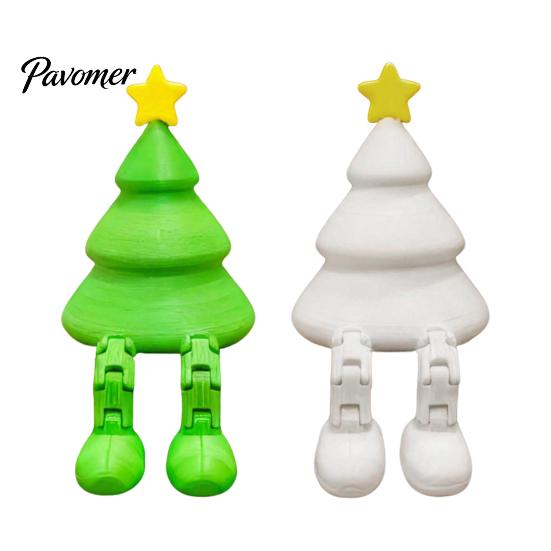 Christmas Tree Ornament Figurine with Articulated Legs, 3D Printed Xmas Statue, Mini Desk Decoration for Home Office Shelf Holiday