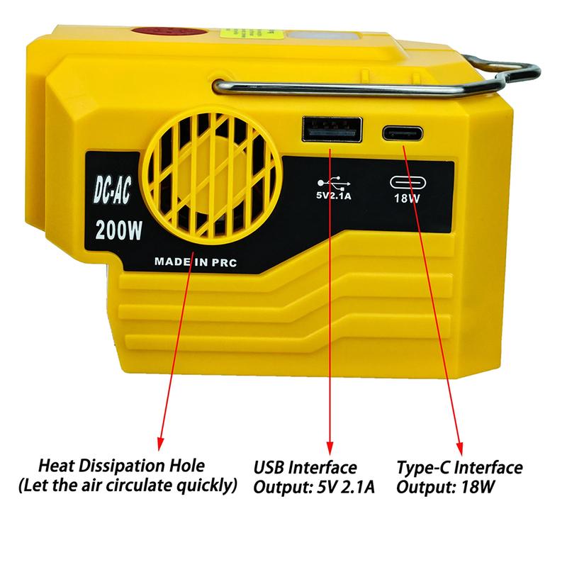New Upgrade Portable Power Inverter 120-220V Outdoor Mobile Lithium Battery Inverter For Makita/DeWalt/ 18V 20V Battery