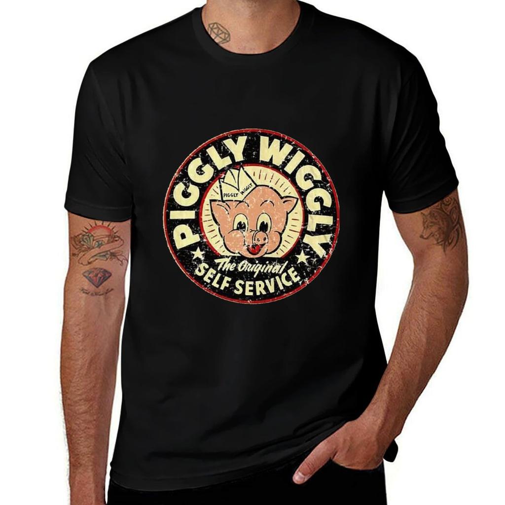 Piggly Tshirt Simple Solid Color Crew Neck Tee