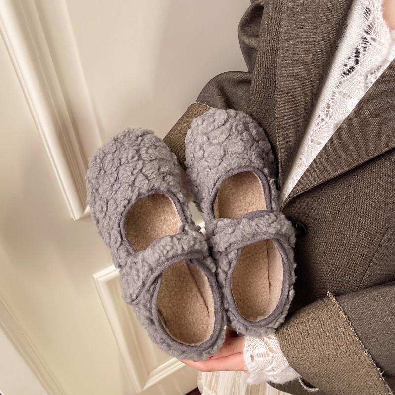 Mao Mao shoes female winter new fairy wind velvet warm cotton shoes flat Mary Jane Doudou shoes