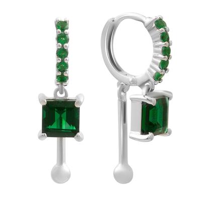 Boucles d'oreilles en argent avec émeraude nano 2.295ct (2197409)