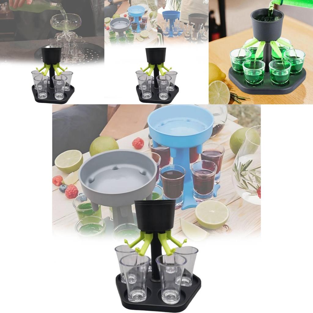 Six Sided Fair Pour Wine Dispenser Set Elegant Black Plastic Serving Tray For Parties