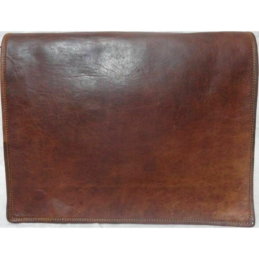 Braune Herren Leder Messenger Bag Schultertasche Laptoptasche Aktentasche Echt Vintage
