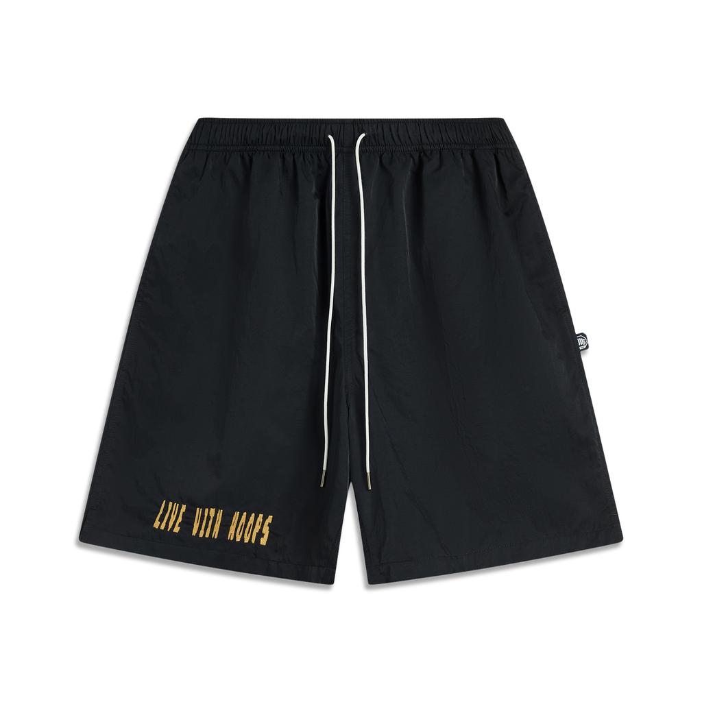 Li-Ning Basketball Series Sport Minimalist Solid Color Lace Letter Casual Shorts Men shorts Black AKSV389-5