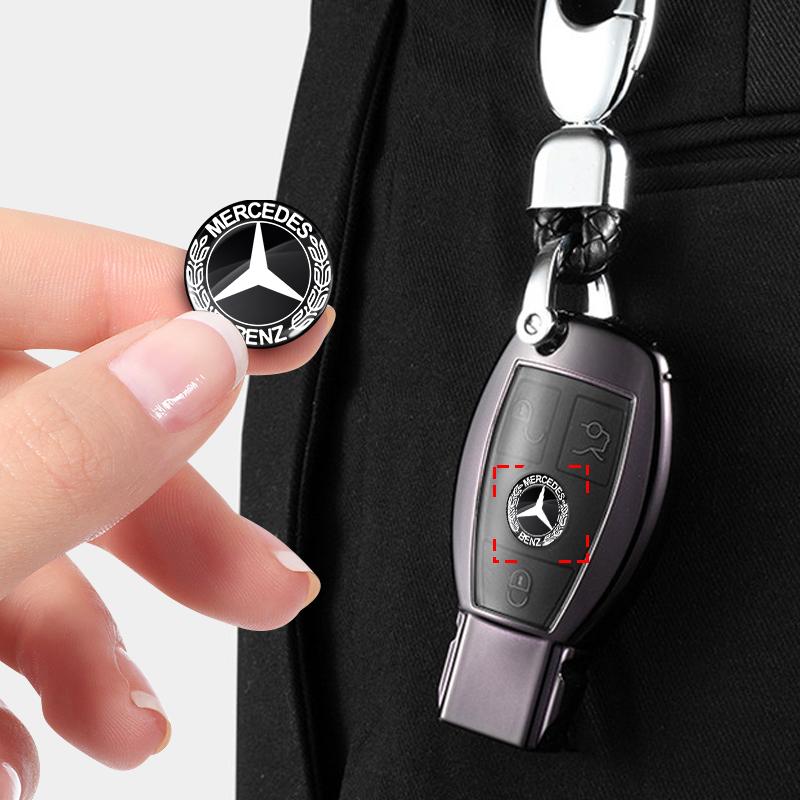 14mm Car Key Emblem Stickers Auto Control Key Logo For Mercedes Benz W204 W212 W176 GLC CLA GLA E C G M R S Class AMG Car Accessories