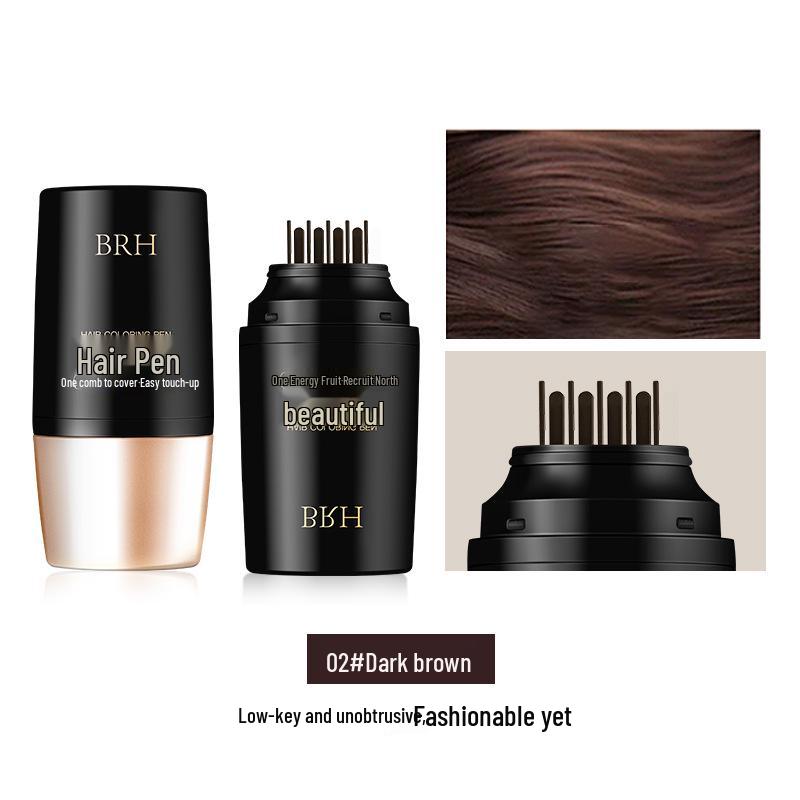 BRH No-Wash Curling Iron & Hair Dye Stick - Covers Gray, Gentle On Hair, Disposable Color Touch-Up.