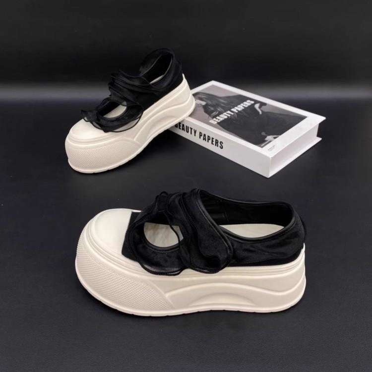 New ballet lace organza net one word Mary Jane shell head white shoes bag head Mary Jane shoes