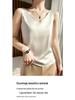 Ice Silk V-Neck Camisole for Women – Loose, Belly-Covering Satin Layer for Spring/Summer