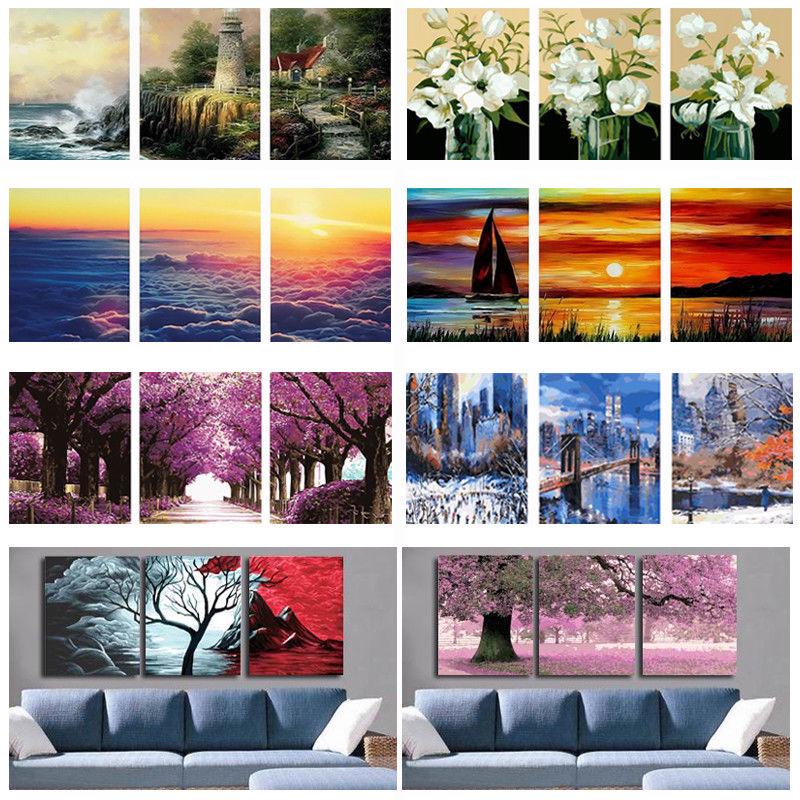 3 Part 40X50cm Pictures Painting By Numbers DIY Digital Oil Painting On ...