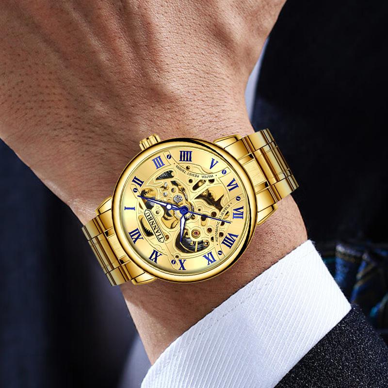 Fully Automatic Mechanical Watch Luminous Watch Hollow Tourbillon Mechanical Watch Waterproof Mechanical Watch Trendy Men'S Watch