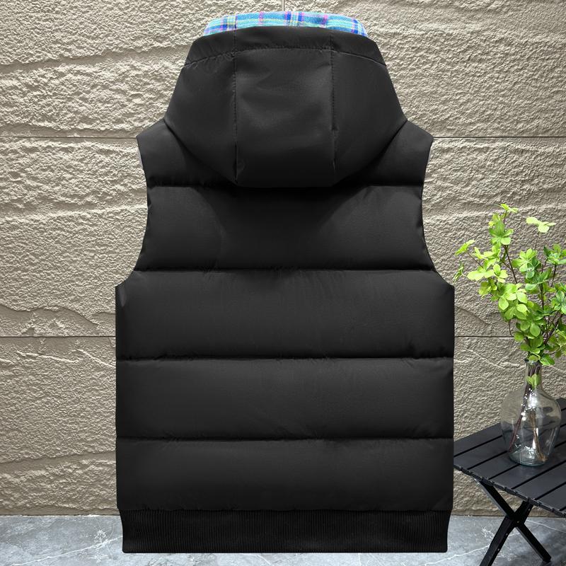 Fashion Fake Two Pieces Warm Vest for Man Winter Sleeveless Jackets Hooded Plus Size Thick Man Coat