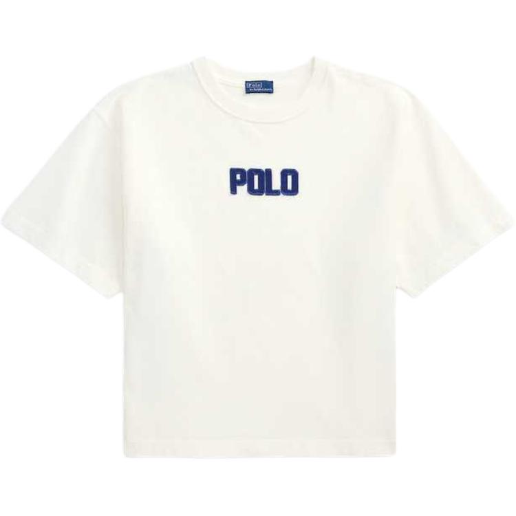

Polo Ralph Lauren Ss25 Хлопковая футболка с круглым вырезом и короткими рукавами, обычного кроя, с логотипом-буквой, женская, белая WMPOKNINCU21127-101 M