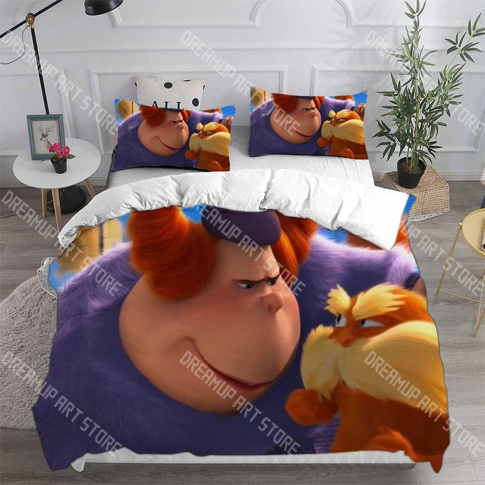 Fashion The Lorax Cartoon Bedding Set Single Twin Full Queen King Size Bed Set Kids Bedroom Duvetcover Sets Bed Sheet Set