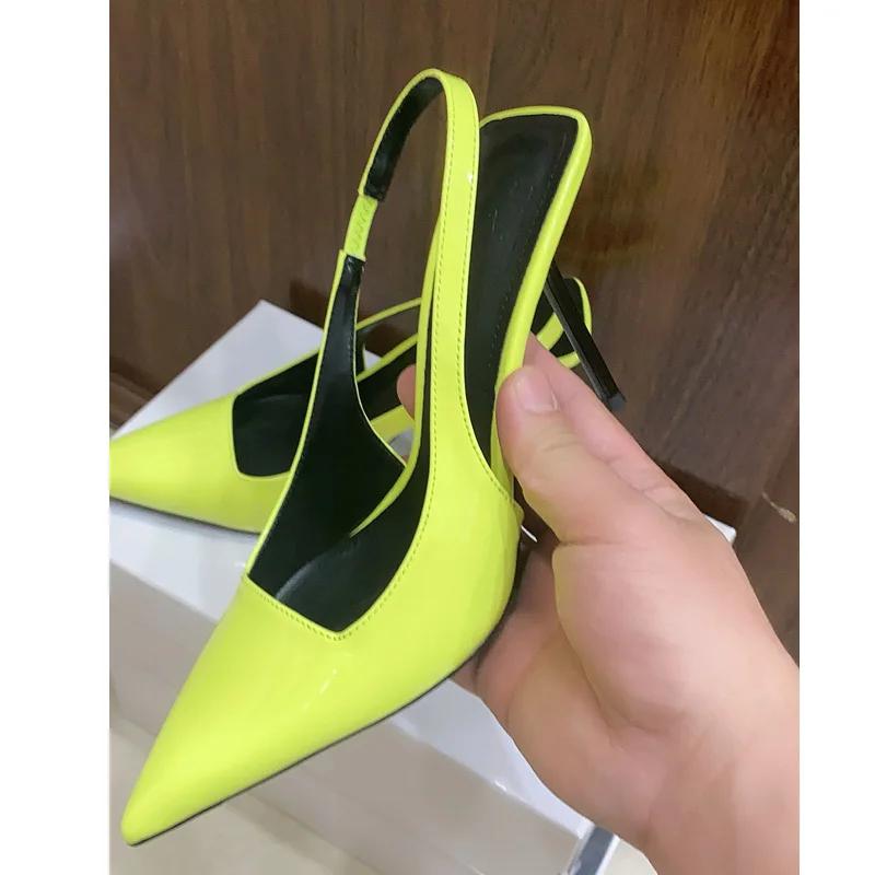 Sexy Slingbacks Woman Pumps Sandals Street Style Elegant Pointed Toe Thin High Heels Stripper Party Ladies Shoes